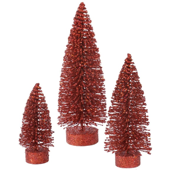 Vickerman 5"/7"/9" Red Glitter Oval Artificial Christmas Tree, Unlit