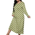 thumbnail image 6 of JUSLIO Womens Nightgown Graphic Print Nightgown Sleep Dress Long Sleeve Loungewear Round Collar Robes Green Pajama Nightgowns Sleepwear, 6 of 6