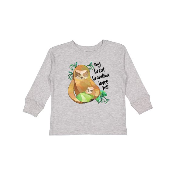 Inktastic My Great Grandma Loves Me Cute Sloth and Baby Boys or Girls Long Sleeve Toddler T-Shirt