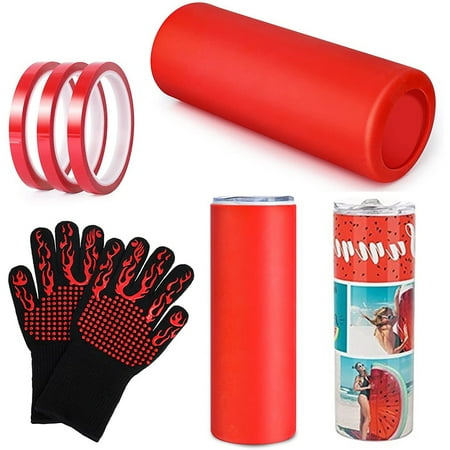 

Red Sublimation Tumblers Silicone Bands Sleeve Kit Transfer Tapes Sublimation Tumblers for 20Oz Skinny Straight Tumbler