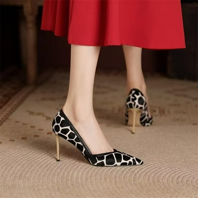 Zapatos de tacón alto con punta en pico para mujer Gao Jinjia LED
