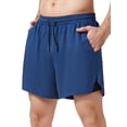 thumbnail image 1 of Pantalones cortos deportivos para hombre con forro 2 en 1 con bolsillos y presilla para toalla., 1 of 7