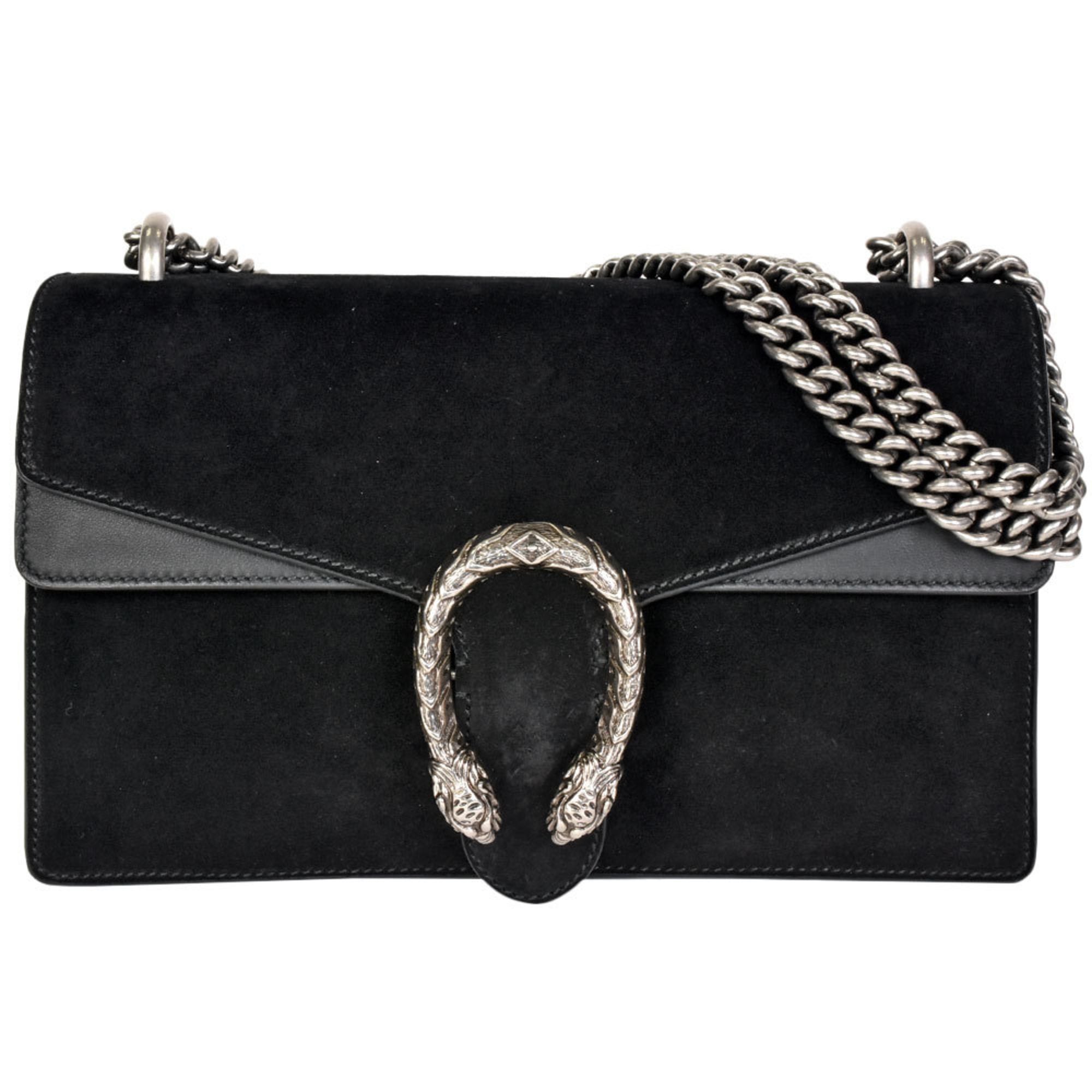 Authenticated Used Gucci shoulder bag suede leather black silver metal fittings 400249 - Walmart.com