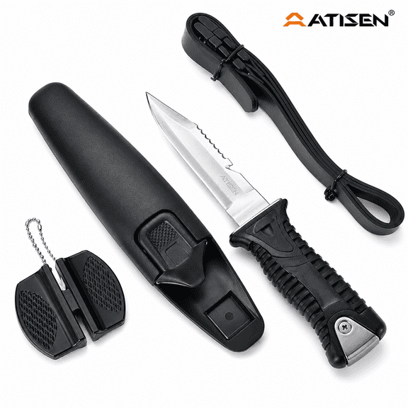 ATISEN Fish Fillet Knife Set with Stainless Steel Blade, Protective Sheath, Sharpener and Carry Strap for Fishing and Fish Cleaning