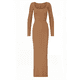thumbnail image 5 of VISgogo Mujer Vestido Primavera, Manga Larga Color Liso Cuello Cuadrado Vestido Ajustado, Damas Otoño/Invierno Elástico Largo Una Pieza VISgogo  moda, 5 of 6