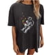 thumbnail image 1 of Moda Mujer Damas Cayó Hombro Mangas Impresión suelta Manga corta Top Pullover Tops Pompotops hfajkhk139477, 1 of 8