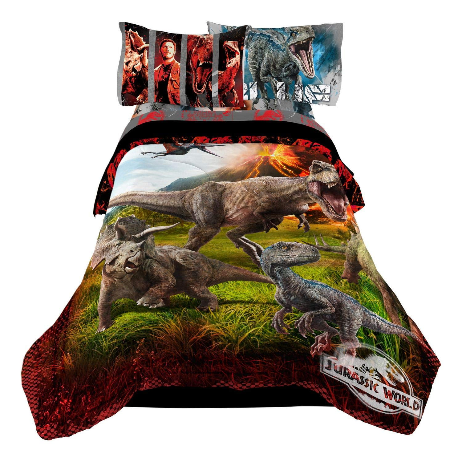 Jurassic World Kids Bedding Sheet Twin Sheet Set with Comforter 4 Piece