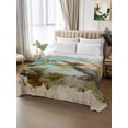 thumbnail image 2 of Ocean Turtle California King Size Flat Sheet, Wrinkleproof & Fadeproof Cooling Flat Bed Sheet Only, Coastal Coral Illustration Retro Painting Breathable Soft Bedding Top Sheets 108 x 98 Inches, 2 of 8