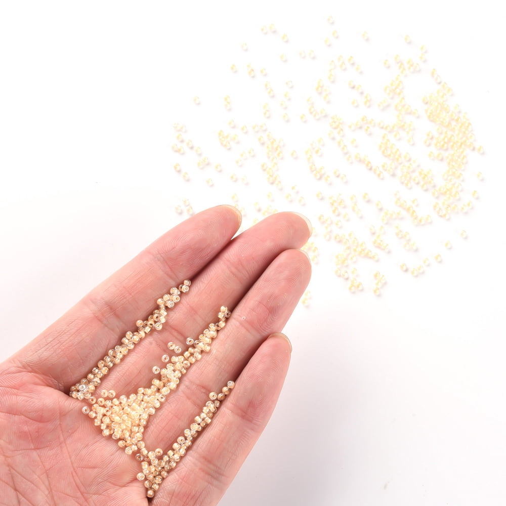 11/0 Grade A Round Glass Seed Beads Transparent Inside Colours Luster Plated Gold 2.3x1.5mm Hole: 1mm about 48500pcs/pound