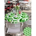 thumbnail image 5 of Outdoor Tablecloth with Umbrella Hole for Patio/Picnic/Party/Camping, Green Football Waterproof Table Cloth Round Cover Washable, Watercolor Soccer Geometric Sports (Dia 54"), 5 of 9
