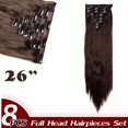 thumbnail image 2 of Extensions de Cheveux à Clip Pleine Tête Synthétiques 8 Pcs 18 Clips Postiche pour Femmes, 2 of 5