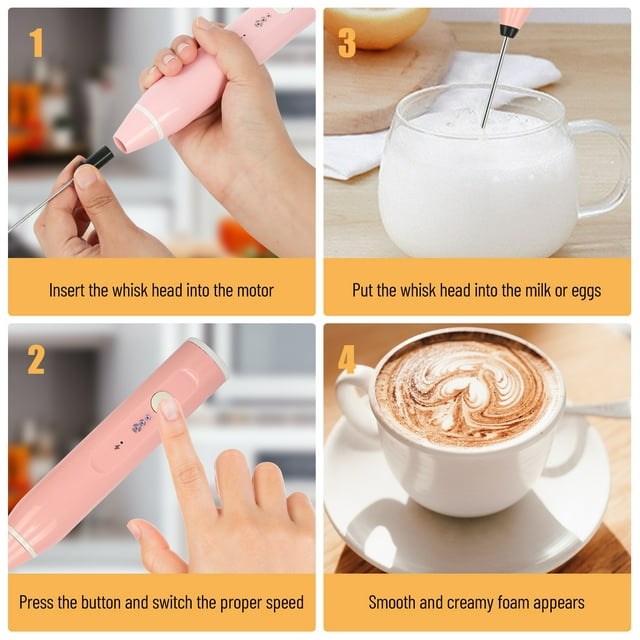Mousseur à Lait, Usb Portatif avec Fabricant Usb avec 2 Vitesses Réglables en Acier Inoxydable 3 Vitesses Réglables Cappuccinos 2 Acier Inoxydable 3
