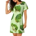 thumbnail image 2 of Wukai Broccoli 3 Print Women's Loose Short Sleeve Nightgown, Soft Sleep Dress for Comfortable Relaxation, Casual Lounge Wear, 2 of 6