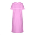 thumbnail image 5 of Antinious Women Summer Plus Size Solid Short Sleeved Casual Loose Beach Dress,Pink,L, 5 of 5