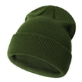 thumbnail image 2 of lnmuld Solid Kids Solid Color Ribbed Knit Cuffed Beanie Toddler Boys Girls Stretch Warm Winter Skull Cap Outdoor Windproof Hat Army Green,2-6 Years, 2 of 2