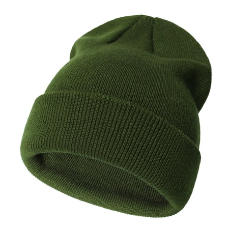 Tfken Baby Kids Hat Outdoor Solid Color Knitted Warm Ear Flaps Winter Cap Army Green