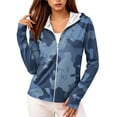 thumbnail image 3 of Camouflage Sun Protection Hoodie for Women UPF 50+ - Active Outdoor Long Sleeve Zip Up Jacket with Thumbholes & Pockets, Lightweight Athletic Rash Guard Blue L, 3 of 6
