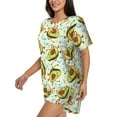 thumbnail image 2 of Wukai Avocado Doing Sport Print Women's Pajama Set - Short-Sleeve Top and Shorts with Elastic Waistband and Pockets for Loungewear, Yoga, and Casual Wear-Large, 2 of 8