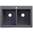 thumbnail image 3 of Transolid Radius 33in x 22in silQ Granite Drop-in Double Bowl Kitchen Sink with 5 CABDE Faucet Holes, In Grey, 3 of 4
