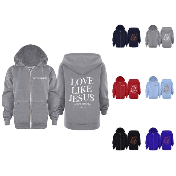 Christian Zip Up Hoodie for Kids Bible Verse Long Sleeve Hooded Sweatshirt with Pockets for Boys Girls Jacket Coat
