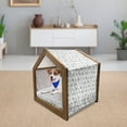 thumbnail image 3 of Cartoon Pet House, Messy Teenager Room Rain of Socks Laundry Themed Funny Art, Outdoor & Indoor Portable Dog Kennel with Pillow and Cover, 5 Sizes, Dark Blue Beige, by Ambesonne, 3 of 5