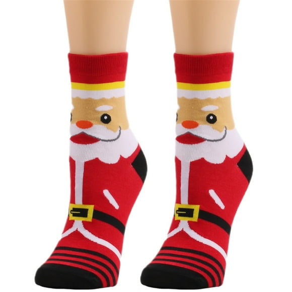 Women's Winter Cute Plush Ear Christmas Print Socks Super Soft Warm Socks