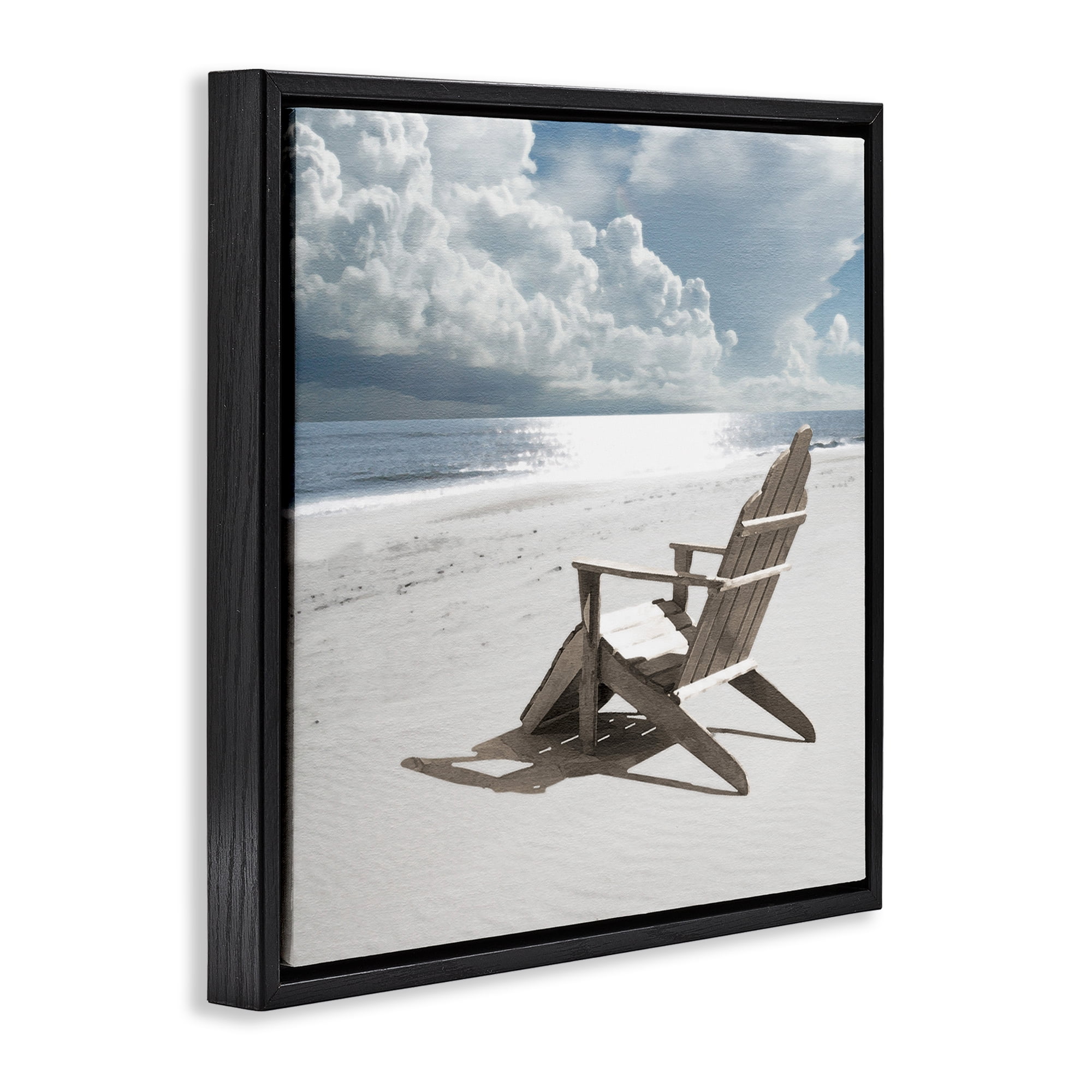 Stupell Industries Rolling Clouds Beach Coastal Photography Black Floater Framed Canvas Art Print Wall Art, 18 x 18
