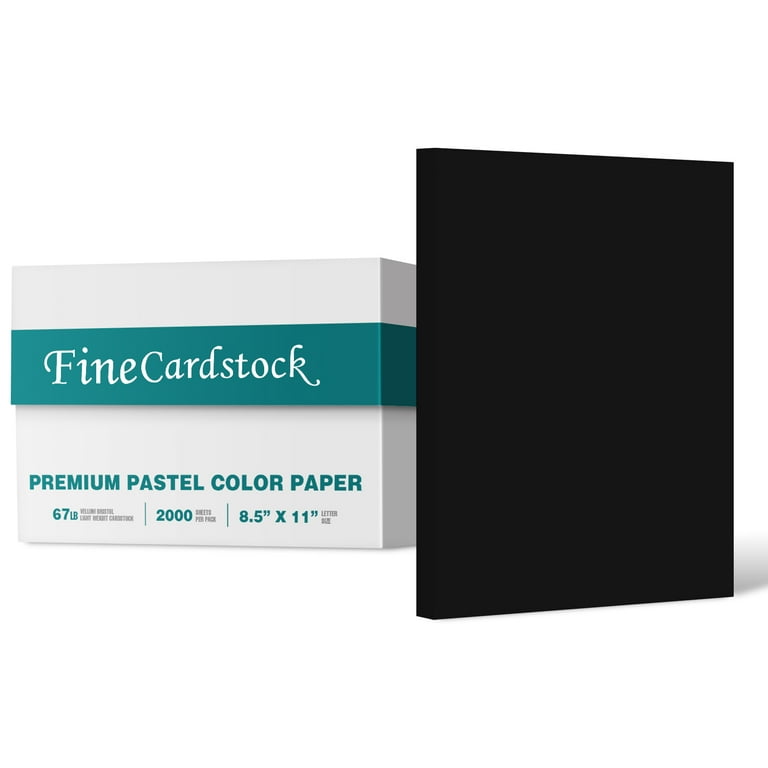 1 Case of 2000 Sheets, 8.5 inch x 11 inch Card Stock Paper, 67lb Vellum Bristol Pastel Color Cardstock (Black)