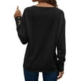 thumbnail image 3 of UVN Fall Blouses for Women V Neck Dressy Casual Eyelet Shirts Long Sleeve Button Tops, 3 of 7
