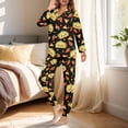 thumbnail image 3 of DISNIMO Hamburger Printed Womens Pajamas Sets 2 Piece Long Sleeve Sleepwear Button Down Nightwear with Long Pajama Pants Soft Casual Loungewear Nightwear, 3 of 6