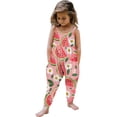 thumbnail image 3 of Yeaiivve Toddler Girls Jumpsuit Kids Cute Printed Romper Summer Casual Backless Jumpsuits Sleeveless Baggy Comfy Playsuit with Pockets for 1-6Y, 3 of 7