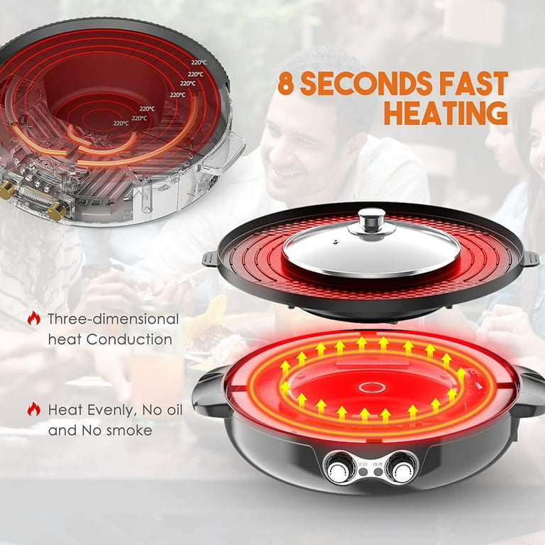 Electric Hot Pot and Grill, 2 in 1 Electric Hot Pot Grill Cooker with Dual  Temperature Control for 1-8 People, Multi-function Smokeless Shabu Korean  BBQ Grill for Simmer, Boil, Fry, Roast 