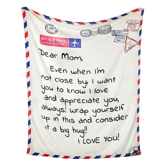 LHSHID Blanket Gift for Mom letter Great Mothers Day Present from Daughter Son Fleece Blanket 60x80in