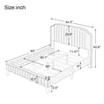 thumbnail image 3 of Queen Size Bed Frame, Velvet Upholstered Platform Bed, Solid Wood Bed Frame with Nailhead Trim & Curved Headboard, No Box Spring Needed, Green, 3 of 7