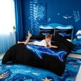 thumbnail image 3 of meiyoeat Ocean Themed Bedding For Kids,Cute Sea Animal Shark Duvet Cover Full For Boys,Black Reversible,3pcs(No Comforter), 3 of 6