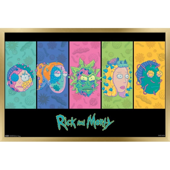 Rick And Morty - Faces Wall Poster, 22.375" x 34", Framed