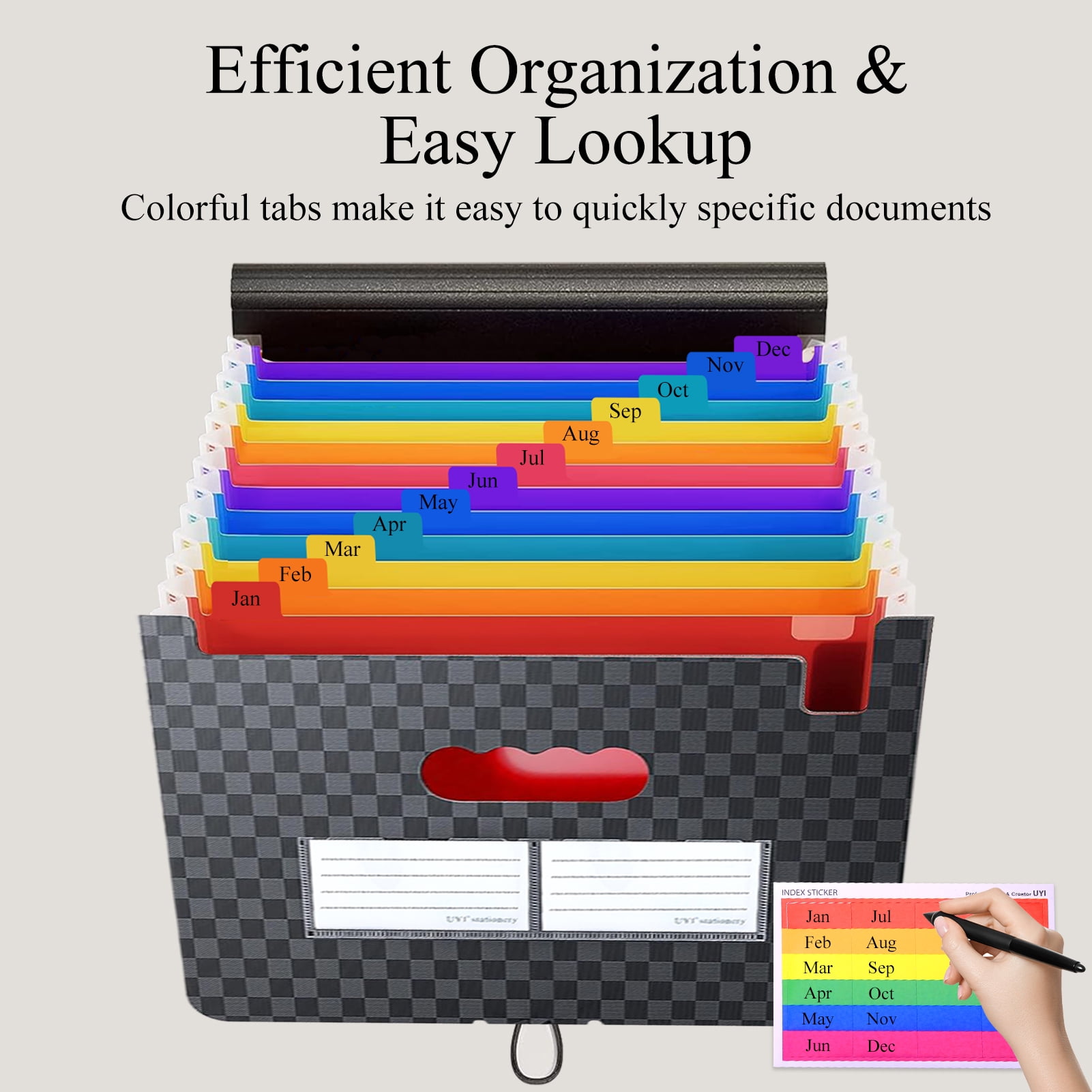 cyrico 25 Pockets Accordion File Organizer, Expanding Black Letter