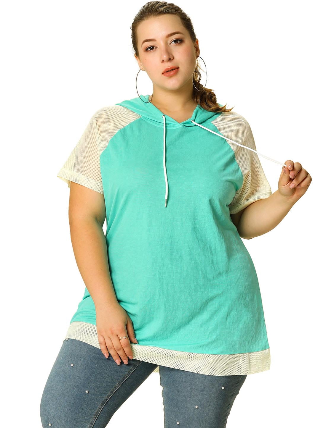 short sleeve hoodie womens plus size