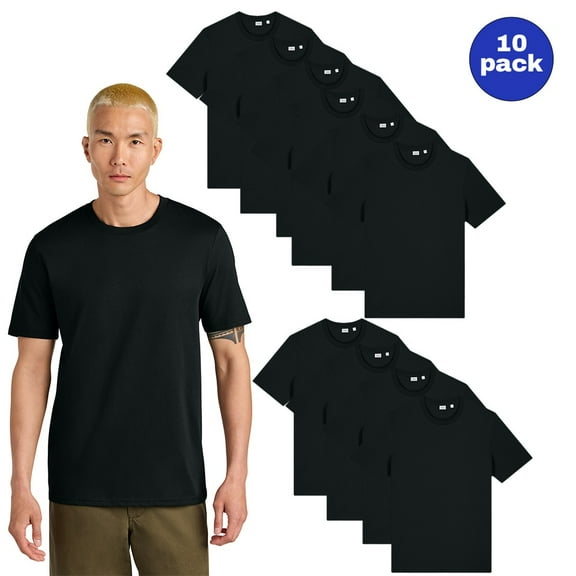 Gildan Men's Black T-Shirts 10-Pack, Softstyle Lightweight Crew Neck Tees, 100 Ring-Spun Cotton, S