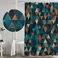 thumbnail image 4 of Teal Orange Abstract Art Shower Curtain Set - Standard 72" x 72" Washable Bathtub Curtain with 12 Hooks, Geometric Modern Art Waterproof Fabric Stall Shower Curtains for Bathroom/Bathtub Décor, 4 of 6