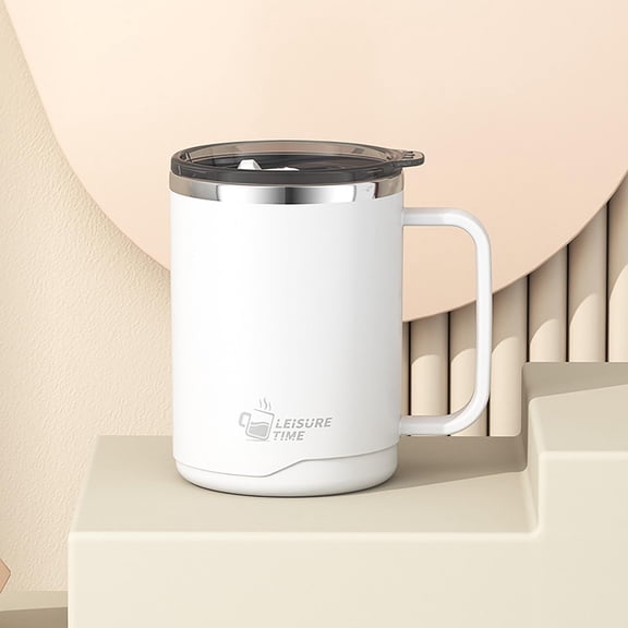 Double Wall Stainless Steel Mug, 17 Oz Vacuum Insulated Travel Tumbler with Handle, Leak Proof Lid for Hot and Cold Coffee Drinks, for Office Car Commuting