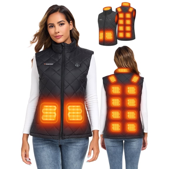 Gokozy Women’s Heated Vest with 15 Heating Zones, 12V 20,000mAh Battery Pack, Winter Outdoor Warm Vest for Skiing, Hiking, Travel, Gift Idea