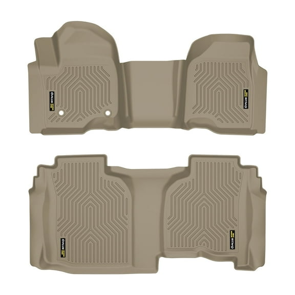 All Weather Floor Mats Liners TPE Beige Fit For 2019-2024 Chevy Silverado/Sierra 1500 Double Cab