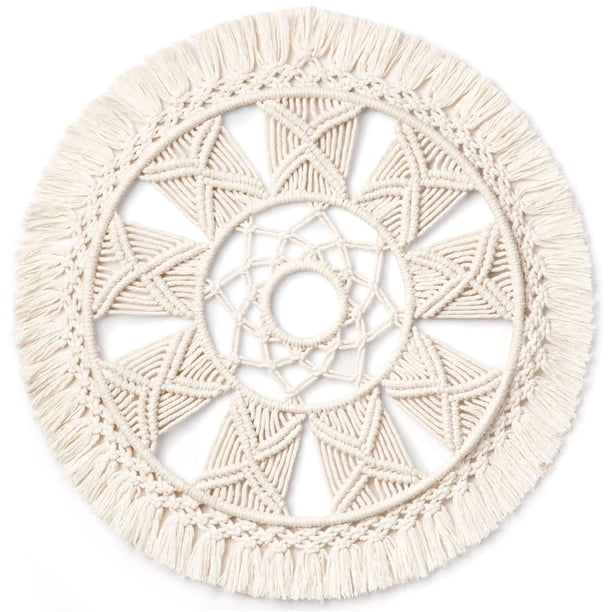 QPENWEI Tapiz tejido de macramé para colgar en la pared, corona de arte para pared, decoración bohemia elegante, regalo para el día de Navidad, festival, mandala para apartamento, hogar, dormitorio, s