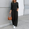 thumbnail image 3 of SUNBS 2 Piece Outfits Women Fall Lounge Sets Crew Neck Tops Wide Leg Pants Vacation Travel Sweatsuits with Pockets, 3 of 7