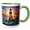 Green/White, variant on 3drose, Lighthouse and Ocean Image of Stained Glass Background, 15oz Mug