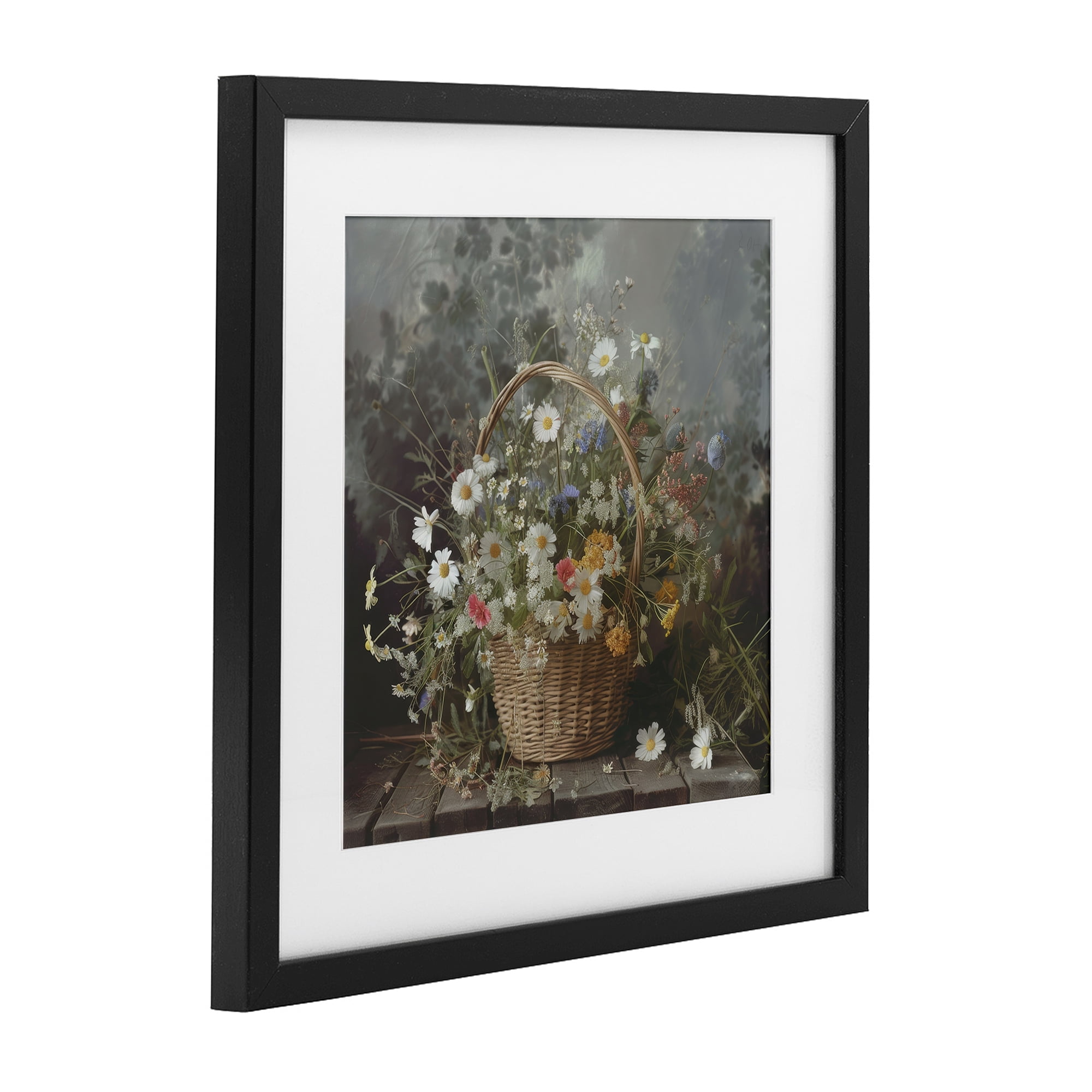 Stupell Industries Florals In A Basket Arrangement Black Framed Print Under Glass, design by Lazar Studio