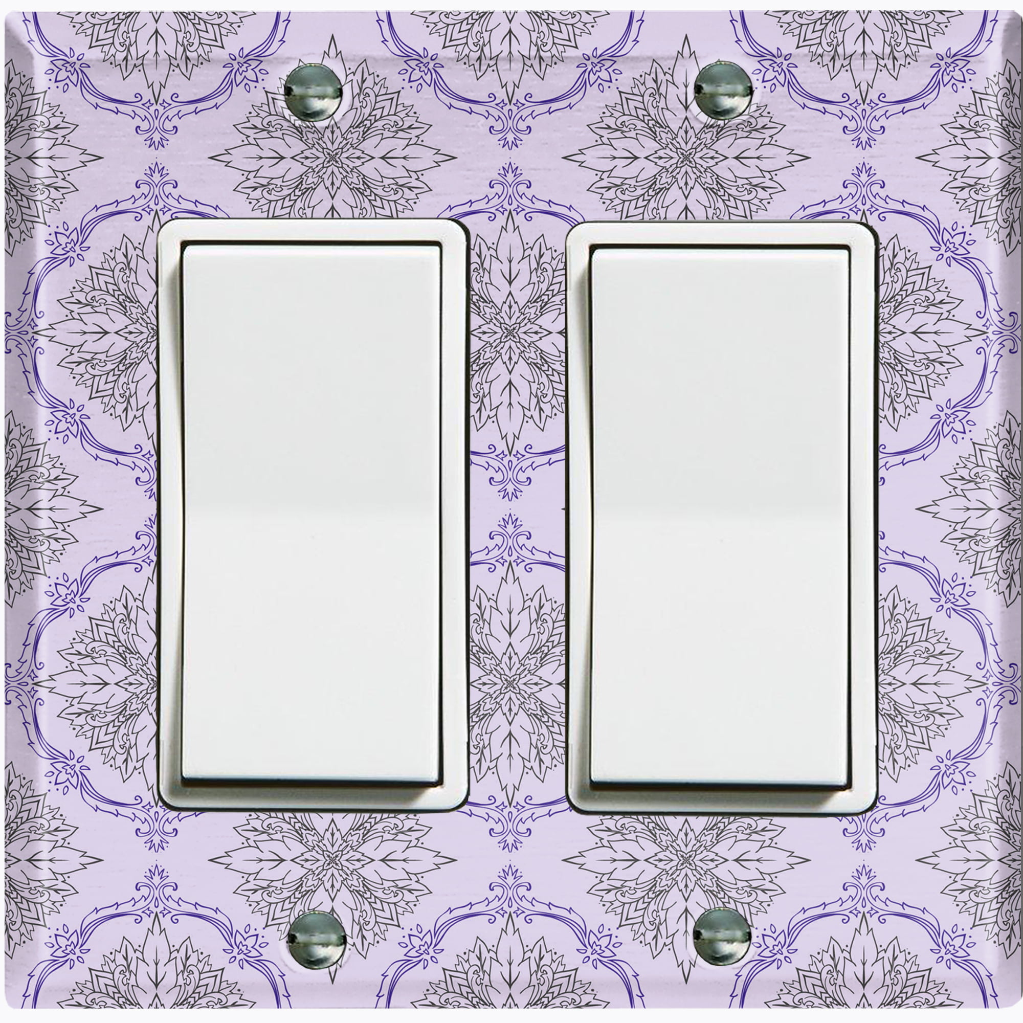 Purple Damask Design Decorative Double Decora/Rocker/GFCI Light Switch/Outlet Wall Plate Cover Standard or Midway Size