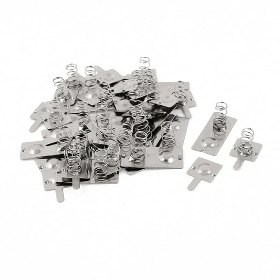 Unique Bargains 14 Sets Metal 2 x AA Batteries Positive Negative Spring Plate Silver Tone