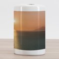thumbnail image 2 of Burnt Orange Ceramic Toothbrush Holder, Sunrise over Ocean Burnt Horizon Reflection Seascape Coastal Theme, Decorative Versatile Countertop for Bathroom, 4.5" X 2.7", Orange Blue, by Ambesonne, 2 of 4
